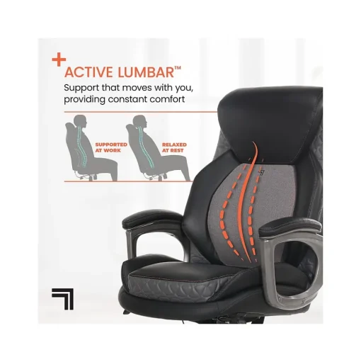 Sharper Image Ergonomic Chairs<S-600 Active Lumbar Ergonomic Bonded Leather Swivel Executive Massage Chair, (60098-BLK)
