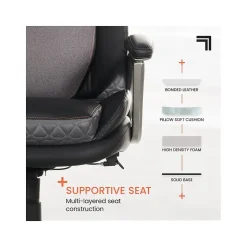 Sharper Image Ergonomic Chairs<S-600 Active Lumbar Ergonomic Bonded Leather Swivel Executive Massage Chair, (60098-BLK)