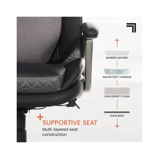 Sharper Image Ergonomic Chairs<S-600 Active Lumbar Ergonomic Bonded Leather Swivel Executive Massage Chair, (60098-BLK)