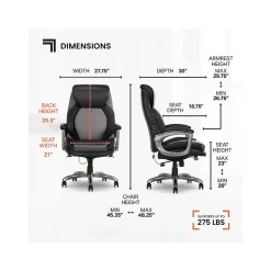 Sharper Image Ergonomic Chairs<S-600 Active Lumbar Ergonomic Bonded Leather Swivel Executive Massage Chair, (60098-BLK)