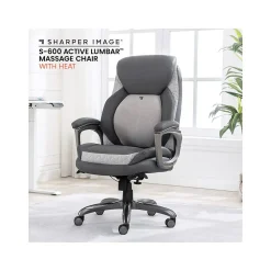 Sharper Image Ergonomic Chairs<S-600 Active Lumbar Ergonomic Bonded Leather Swivel Executive Massage Chair, (60098-GRY)