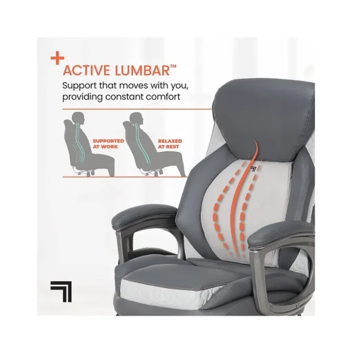 Sharper Image Ergonomic Chairs<S-600 Active Lumbar Ergonomic Bonded Leather Swivel Executive Massage Chair, (60098-GRY)