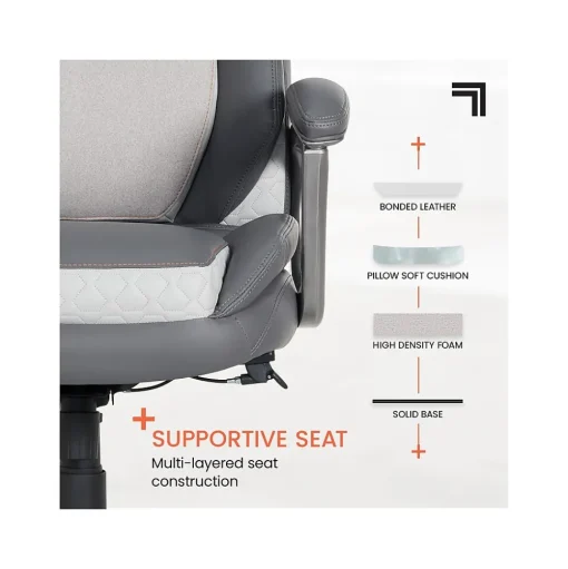 Sharper Image Ergonomic Chairs<S-600 Active Lumbar Ergonomic Bonded Leather Swivel Executive Massage Chair, (60098-GRY)