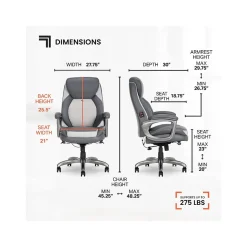 Sharper Image Ergonomic Chairs<S-600 Active Lumbar Ergonomic Bonded Leather Swivel Executive Massage Chair, (60098-GRY)