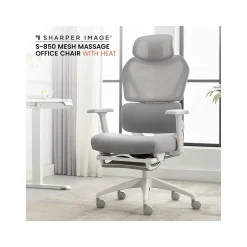 Sharper Image Office Chairs<S-850 Ergonomic Mesh Swivel Computer and Desk Chair, Light Gray/White (60106-LGRYWHT)