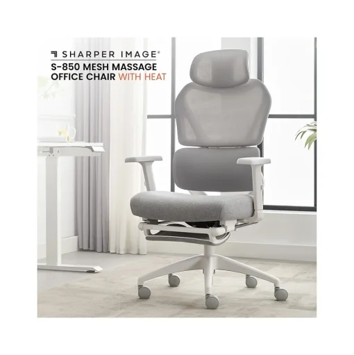 Sharper Image Office Chairs<S-850 Ergonomic Mesh Swivel Computer and Desk Chair, Light Gray/White (60106-LGRYWHT)
