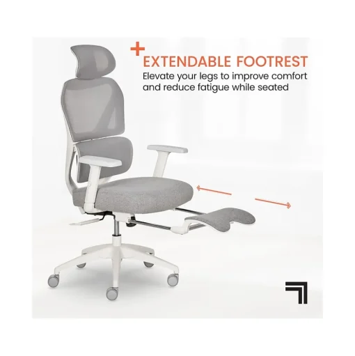 Sharper Image Office Chairs<S-850 Ergonomic Mesh Swivel Computer and Desk Chair, Light Gray/White (60106-LGRYWHT)