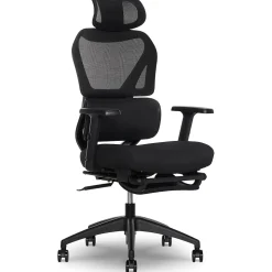 Sharper Image Office Chairs<S850 Ergonomic Mesh Swivel Massage with Heat Executive Task Chair with Footrest, Black (60106-BLK)