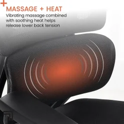 Sharper Image Office Chairs<S850 Ergonomic Mesh Swivel Massage with Heat Executive Task Chair with Footrest, Black (60106-BLK)