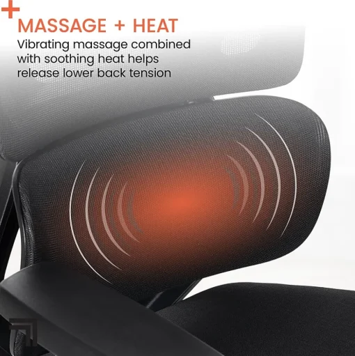 Sharper Image Office Chairs<S850 Ergonomic Mesh Swivel Massage with Heat Executive Task Chair with Footrest, Black (60106-BLK)