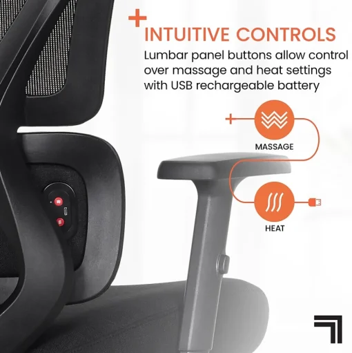 Sharper Image Office Chairs<S850 Ergonomic Mesh Swivel Massage with Heat Executive Task Chair with Footrest, Black (60106-BLK)
