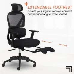 Sharper Image Office Chairs<S850 Ergonomic Mesh Swivel Massage with Heat Executive Task Chair with Footrest, Black (60106-BLK)
