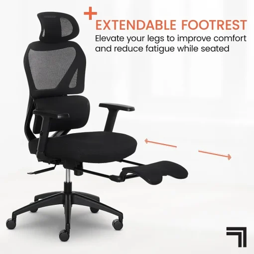 Sharper Image Office Chairs<S850 Ergonomic Mesh Swivel Massage with Heat Executive Task Chair with Footrest, Black (60106-BLK)