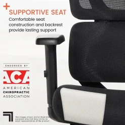 Sharper Image Office Chairs<S850 Ergonomic Mesh Swivel Massage with Heat Executive Task Chair with Footrest, Black (60106-BLK)