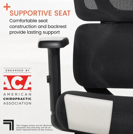 Sharper Image Office Chairs<S850 Ergonomic Mesh Swivel Massage with Heat Executive Task Chair with Footrest, Black (60106-BLK)