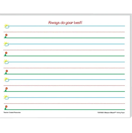 Teacher Created Resources Classroom Paper<Smart Start Writing Paper for Grades K-1, 100 Sheets (TCR76501)
