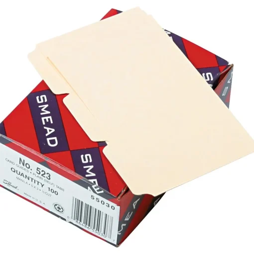 Smead Index Cards<® Recycled Self-Tab Card Guides, Blank, 3" x 5",Manila, 100/Box (55030)