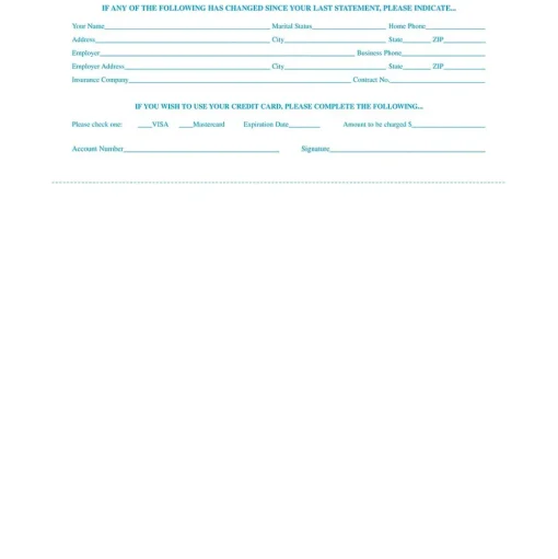 Medical Arts Press Business Forms<Solid Color Laser Statements, Style A, with Credit Card Information, Blue