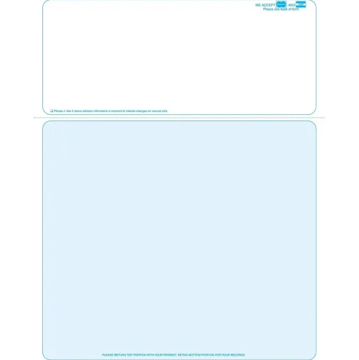 Medical Arts Press Security & Carbon<Solid Color Laser Statements, Style B, with Credit Card Information, Blue