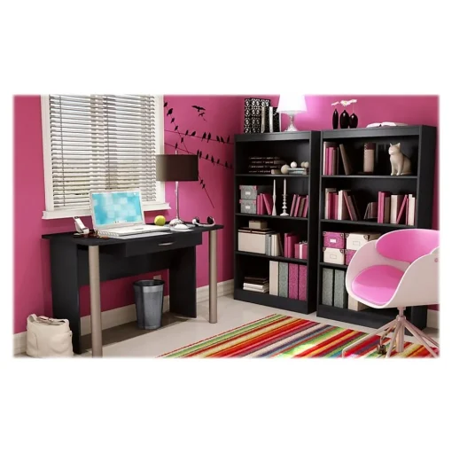 South Shore Bookcases<Axess 4-Shelf Bookcase, Pure Black (7270767)