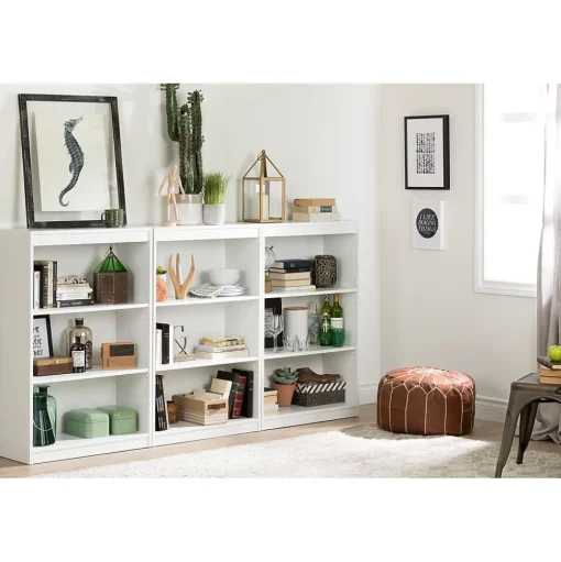 South Shore Bookcases<Axess 3-Shelf Bookcase, Pure White (7250766C)