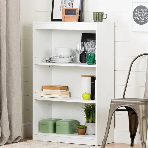 South Shore Bookcases<Axess 3-Shelf Bookcase, Pure White (7250766C)