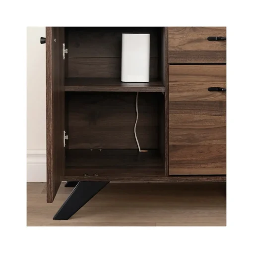 South Shore Storage Cabinets<Helsy 26.75" 2-Drawer Storage Credenza with 4 Shelves, Natural Walnut (13310)
