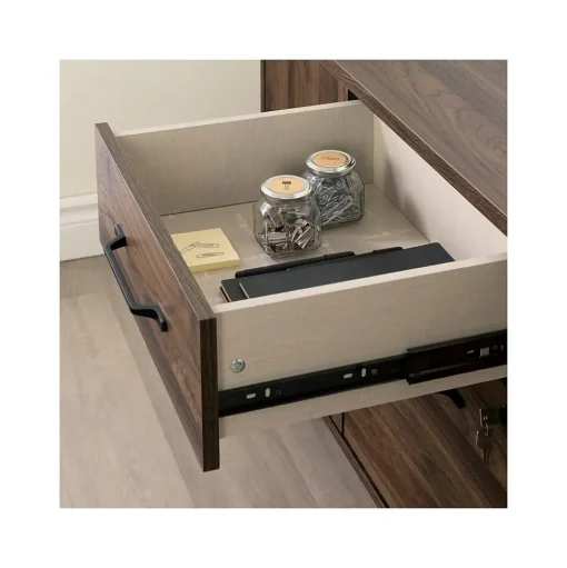 South Shore Storage Cabinets<Helsy 26.75" 2-Drawer Storage Credenza with 4 Shelves, Natural Walnut (13310)