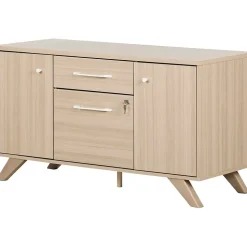 South Shore Storage Cabinets<Helsy 26.75" 2-Drawer Storage Credenza with 4 Shelves, Soft Elm (13301)