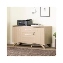 South Shore Storage Cabinets<Helsy 26.75" 2-Drawer Storage Credenza with 4 Shelves, Soft Elm (13301)