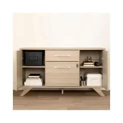 South Shore Storage Cabinets<Helsy 26.75" 2-Drawer Storage Credenza with 4 Shelves, Soft Elm (13301)