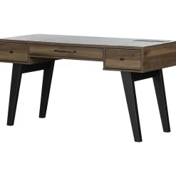 South Shore Computer Desks<Helsy 60"W Computer Desk, Natural Walnut (13306)