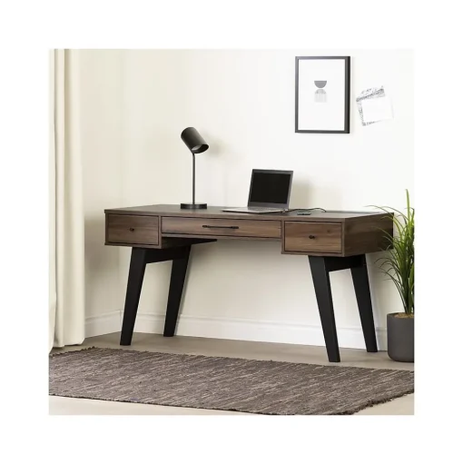 South Shore Computer Desks<Helsy 60"W Computer Desk, Natural Walnut (13306)