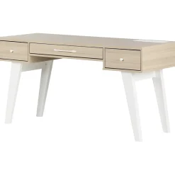 South Shore Computer Desks<Helsy 60"W Computer Desk, Soft Elm/White (13297)