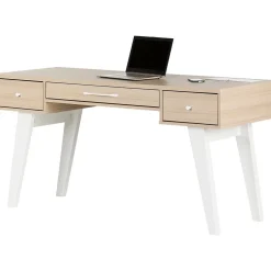 South Shore Computer Desks<Helsy 60"W Computer Desk, Soft Elm/White (13297)