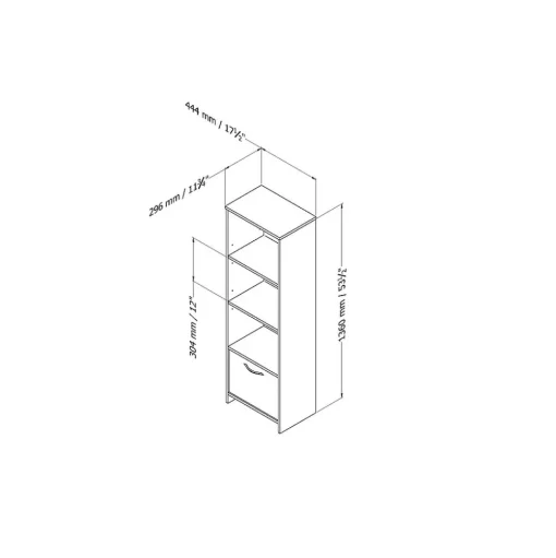 South Shore Bookcases<Step One Narrow 3-Shelf Bookcase with Door, (10249)