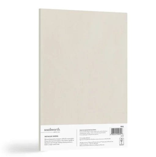 Southworth Resume Paper<30% Recycled Metalo 8.5" x 11" Multipurpose Paper, 31 lbs., Metallic, 50/Pack (P853L)