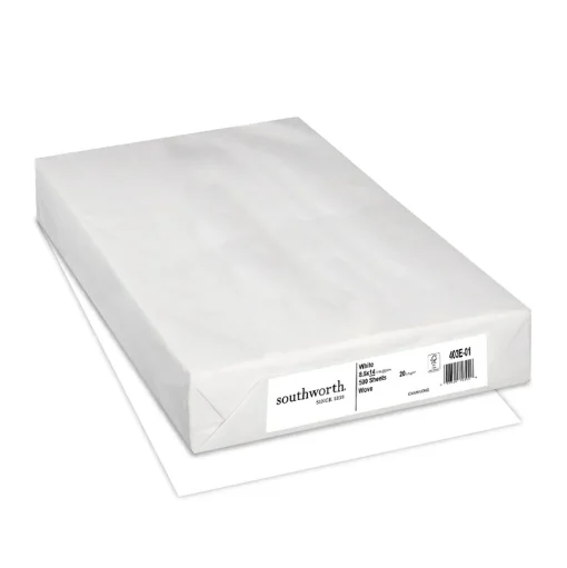 Southworth Resume Paper<8.5" x 14" Business Paper, 20 lbs., White with Wove Finish, 500 Sheets/Ream (403E)