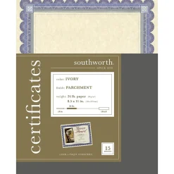 Southworth Awards & Certificates<Certificates, 8.5" x 11", Ivory, 15/Pack (CT1R)