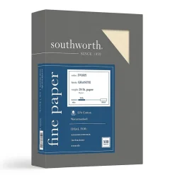Southworth Resume Paper<Granite 8.5" x 11" Specialty Paper, 24 Lbs., Smooth, 500/Box (934C)