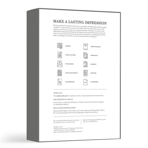 Southworth Resume Paper<Granite 8.5" x 11" Specialty Paper, 24 Lbs., Smooth, 500/Box (934C)