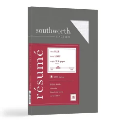 Southworth Multipurpose Paper<Linen Resume 100% Recycled 8.5" x 11" Multipurpose Paper, 32 Lbs., 100 Brightness (RD18BCFLN)