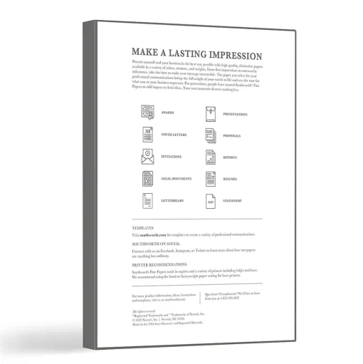 Southworth Multipurpose Paper<Linen Resume 100% Recycled 8.5" x 11" Multipurpose Paper, 32 Lbs., 100 Brightness (RD18BCFLN)