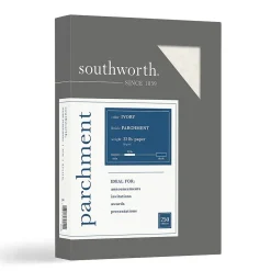 Southworth Multipurpose Paper<Parchment Specialty Multipurpose Paper, 32 lbs., 8.5" x 11", Ivory, 250/Box (J988C)