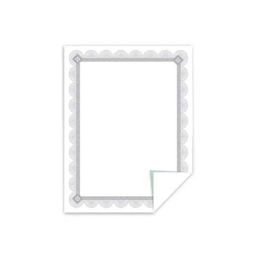Southworth Awards & Certificates<Premium Spiro Design Certificates, 8.5" x 11", White/Silver, 15/Pack (CTP2W)