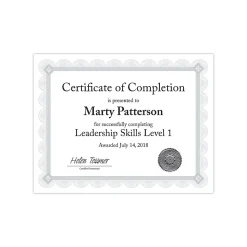 Southworth Awards & Certificates<Premium Spiro Design Certificates, 8.5" x 11", White/Silver, 15/Pack (CTP2W)