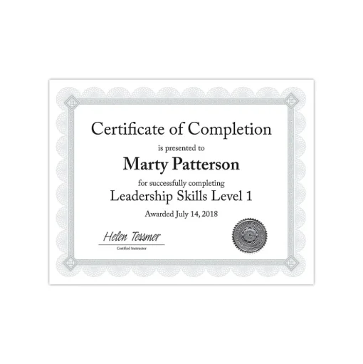 Southworth Awards & Certificates<Premium Spiro Design Certificates, 8.5" x 11", White/Silver, 15/Pack (CTP2W)