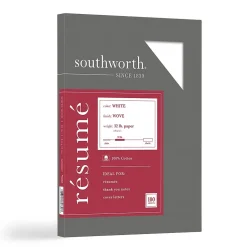 Southworth Resume Paper<Resume Paper, 8.5" x 11", 32 lb., Wove-Finish, White, 100 Sheets/Pack (RD18CF)