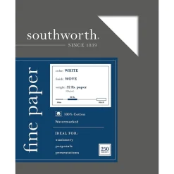 Southworth Resume Paper<8.5"W x 11"L Business Paper, 32 lbs., Wove Finish, 250/Box (JD18C)
