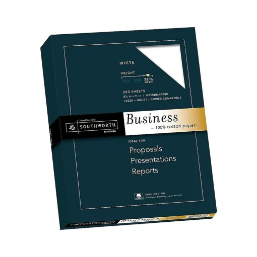 Southworth Resume Paper<8.5"W x 11"L Business Paper, 32 lbs., Wove Finish, 250/Box (JD18C)